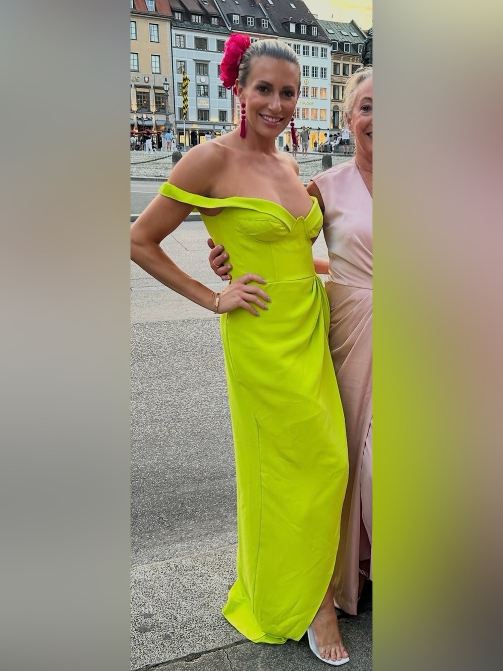 Trendyol Neon Lime One-Shoulder Evening Gown